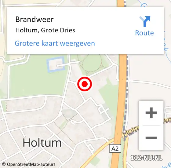 Locatie op kaart van de 112 melding: Brandweer Holtum, Grote Dries op 24 december 2013 07:06