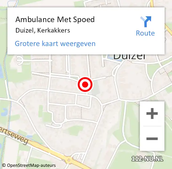 Locatie op kaart van de 112 melding: Ambulance Met Spoed Naar Duizel, Kerkakkers op 14 augustus 2016 10:47