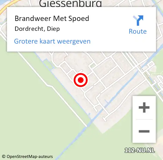 Locatie op kaart van de 112 melding: Brandweer Met Spoed Naar Dordrecht, Diep op 14 augustus 2016 16:42