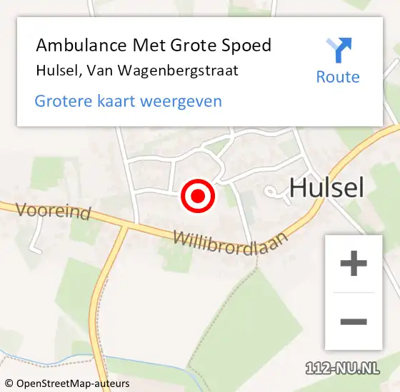 Locatie op kaart van de 112 melding: Ambulance Met Grote Spoed Naar Hulsel, Van Wagenbergstraat op 15 augustus 2016 03:16