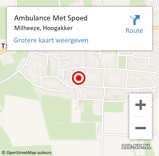 Locatie op kaart van de 112 melding: Ambulance Met Spoed Naar Milheeze, Hoogakker op 15 augustus 2016 22:39
