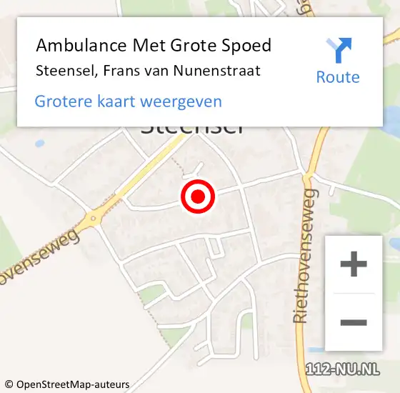 Locatie op kaart van de 112 melding: Ambulance Met Grote Spoed Naar Steensel, Frans Van Nunenstraat op 15 augustus 2016 23:06