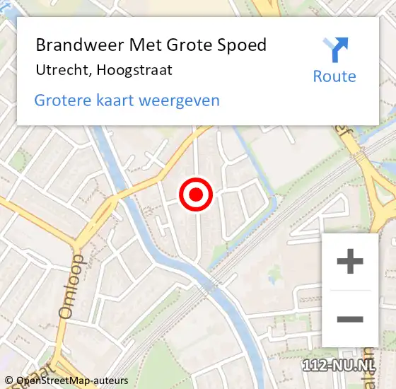 Locatie op kaart van de 112 melding: Brandweer Met Grote Spoed Naar Utrecht, Hoogstraat op 16 augustus 2016 09:19