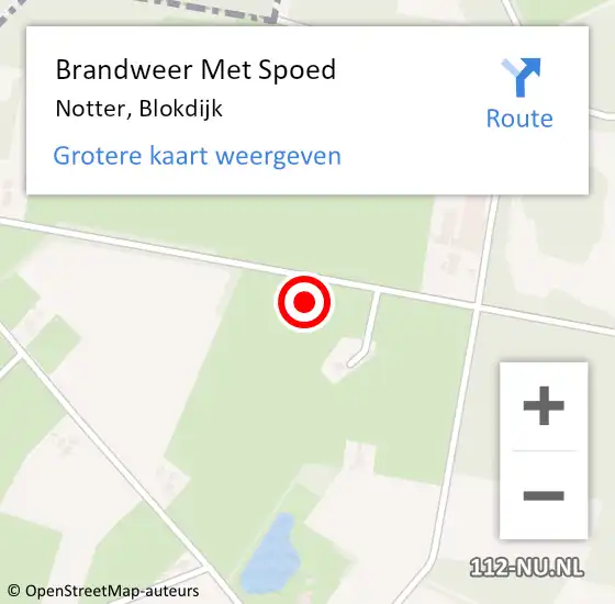 Locatie op kaart van de 112 melding: Brandweer Met Spoed Naar Notter, Blokdijk op 16 augustus 2016 21:22