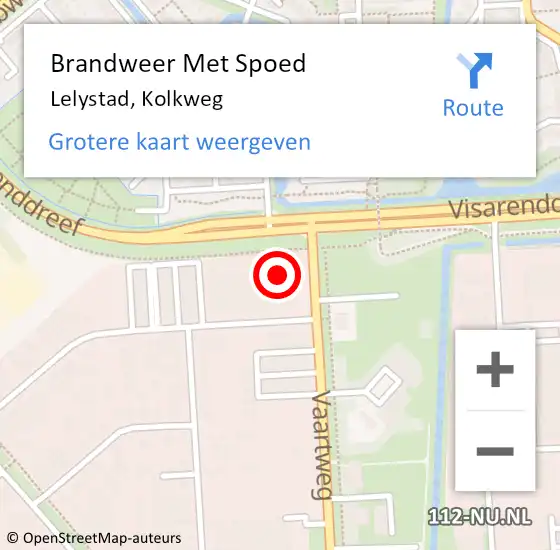 Locatie op kaart van de 112 melding: Brandweer Met Spoed Naar Lelystad, Kolkweg op 17 augustus 2016 09:47