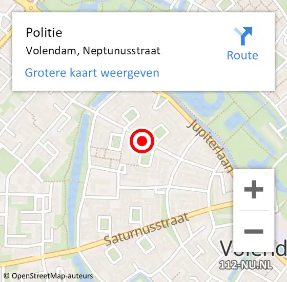 Locatie op kaart van de 112 melding: Politie Volendam, Neptunusstraat op 17 augustus 2016 11:53