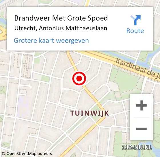 Locatie op kaart van de 112 melding: Brandweer Met Grote Spoed Naar Utrecht, Antonius Matthaeuslaan op 17 augustus 2016 14:57