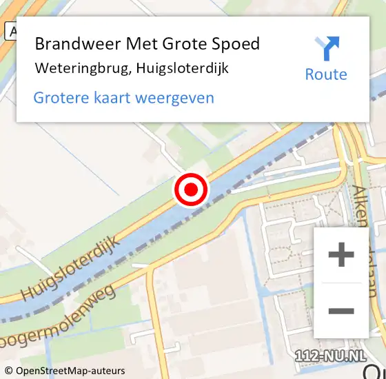 Locatie op kaart van de 112 melding: Brandweer Met Grote Spoed Naar Weteringbrug, Huigsloterdijk op 17 augustus 2016 19:02
