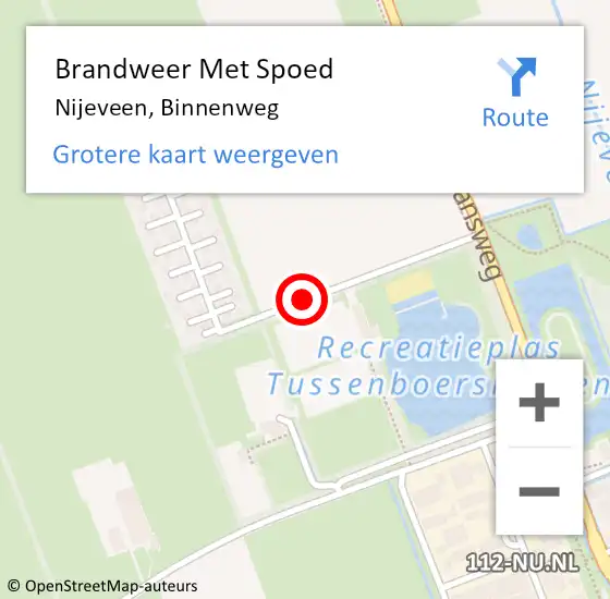 Locatie op kaart van de 112 melding: Brandweer Met Spoed Naar Nijeveen, Binnenweg op 17 augustus 2016 21:56