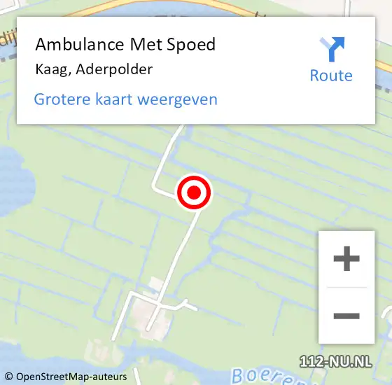 Locatie op kaart van de 112 melding: Ambulance Met Spoed Naar Kaag, Aderpolder op 18 augustus 2016 11:59
