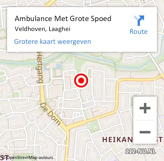 Locatie op kaart van de 112 melding: Ambulance Met Grote Spoed Naar Veldhoven, Laaghei op 18 augustus 2016 15:59