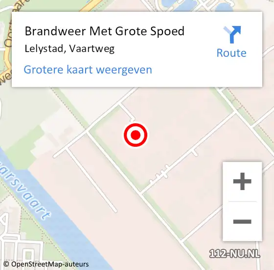 Locatie op kaart van de 112 melding: Brandweer Met Grote Spoed Naar Lelystad, Vaartweg op 18 augustus 2016 19:13