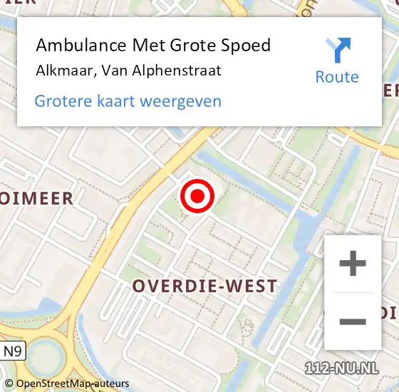 Locatie op kaart van de 112 melding: Ambulance Met Grote Spoed Naar Alkmaar, Van Alphenstraat op 19 augustus 2016 09:09