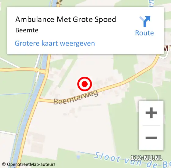 Locatie op kaart van de 112 melding: Ambulance Met Grote Spoed Naar Beemte op 19 augustus 2016 13:01