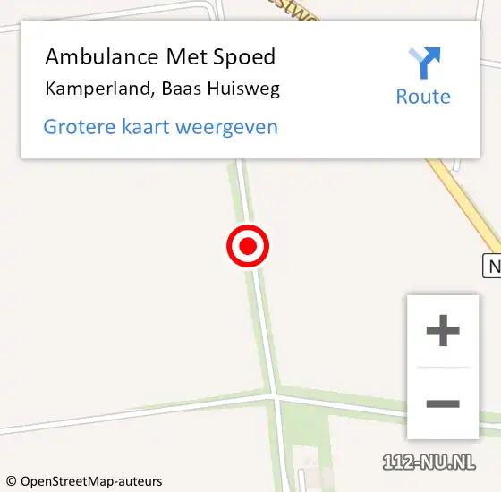 Locatie op kaart van de 112 melding: Ambulance Met Spoed Naar Kamperland, Baas Huisweg op 19 augustus 2016 15:39