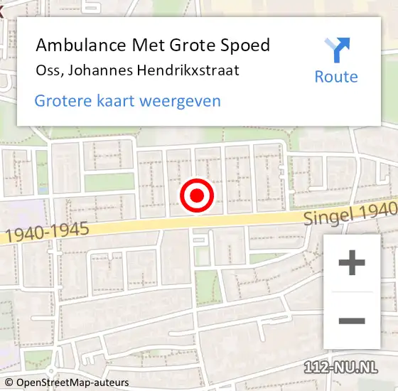 Locatie op kaart van de 112 melding: Ambulance Met Grote Spoed Naar Oss, Johannes Hendrikxstraat op 19 augustus 2016 18:09