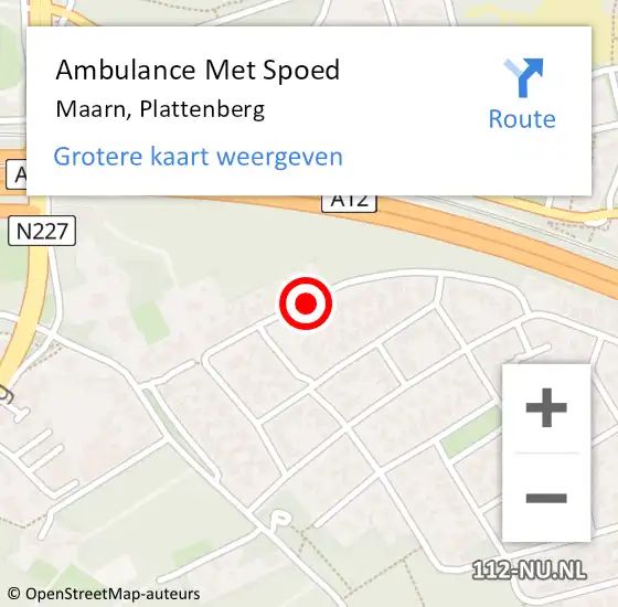 Locatie op kaart van de 112 melding: Ambulance Met Spoed Naar Maarn, Plattenberg op 20 augustus 2016 10:22