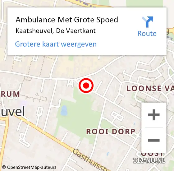 Locatie op kaart van de 112 melding: Ambulance Met Grote Spoed Naar Kaatsheuvel, De Vaertkant op 20 augustus 2016 13:05