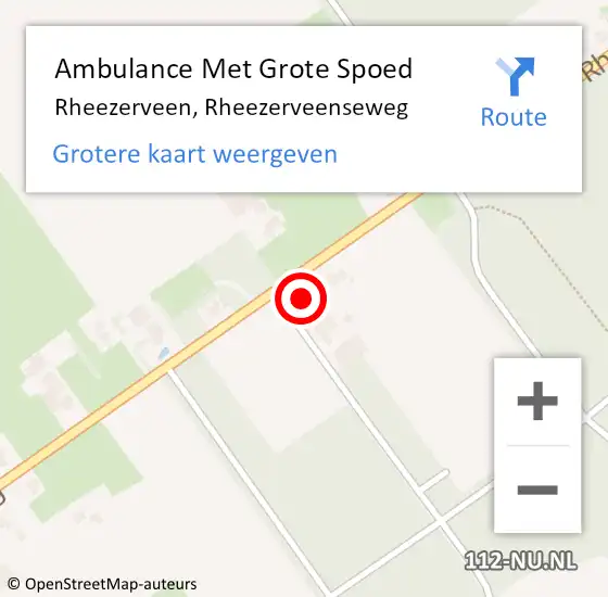 Locatie op kaart van de 112 melding: Ambulance Met Grote Spoed Naar Rheezerveen, Rheezerveenseweg op 20 augustus 2016 16:29