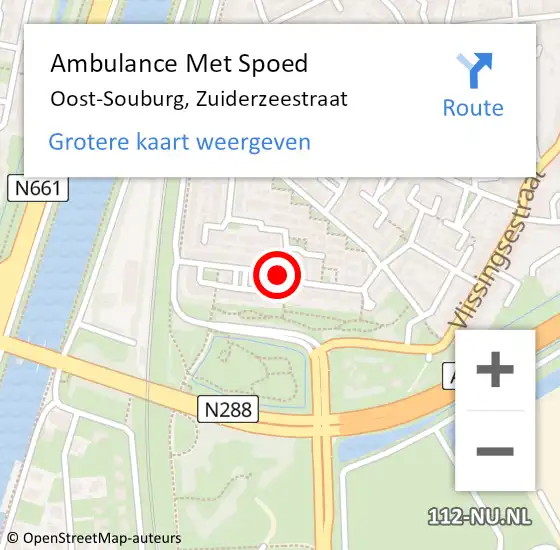 Locatie op kaart van de 112 melding: Ambulance Met Spoed Naar Oost-Souburg, Zuiderzeestraat op 20 augustus 2016 17:36