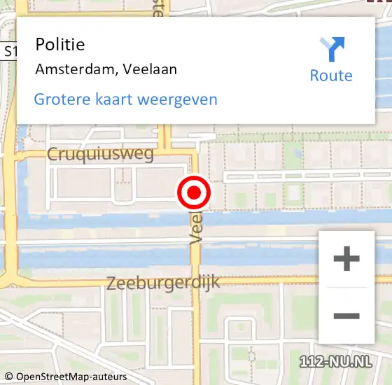 Locatie op kaart van de 112 melding: Politie Amsterdam, Veelaan op 20 augustus 2016 21:44