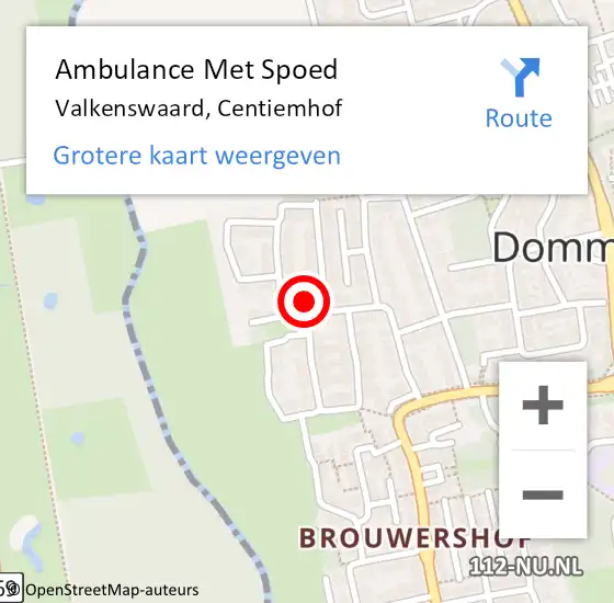 Locatie op kaart van de 112 melding: Ambulance Met Spoed Naar Valkenswaard, Centiemhof op 20 augustus 2016 23:14