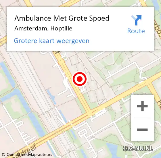 Locatie op kaart van de 112 melding: Ambulance Met Grote Spoed Naar Amsterdam, Hoptille op 21 augustus 2016 02:10