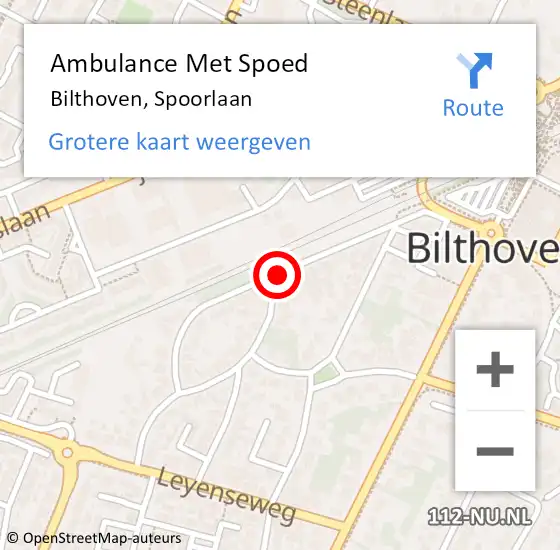 Locatie op kaart van de 112 melding: Ambulance Met Spoed Naar Bilthoven, Spoorlaan op 21 augustus 2016 13:04