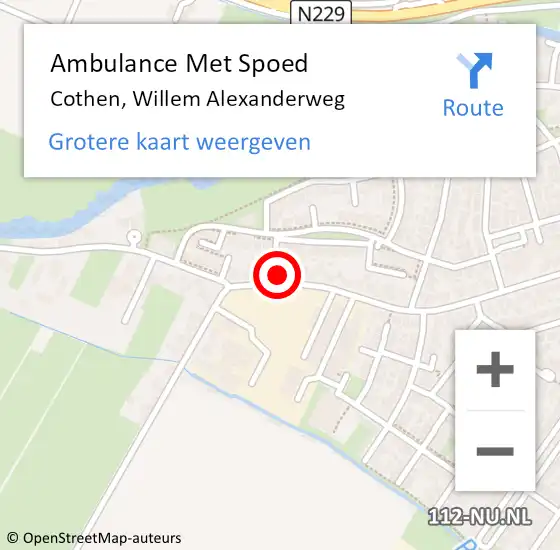 Locatie op kaart van de 112 melding: Ambulance Met Spoed Naar Cothen, Willem Alexanderweg op 21 augustus 2016 18:02