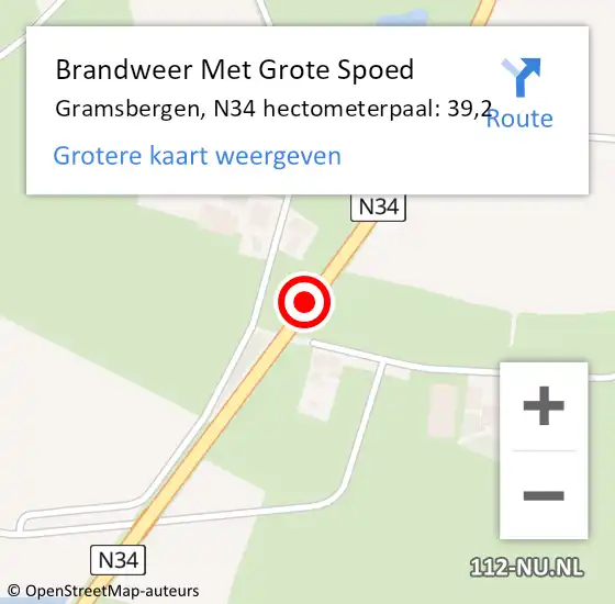 Locatie op kaart van de 112 melding: Brandweer Met Grote Spoed Naar Gramsbergen, N34 hectometerpaal: 39,2 op 22 augustus 2016 15:38