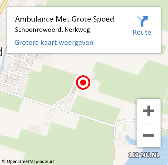 Locatie op kaart van de 112 melding: Ambulance Met Grote Spoed Naar Schoonrewoerd, Kerkweg op 22 augustus 2016 17:40