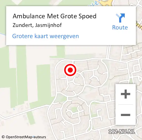 Locatie op kaart van de 112 melding: Ambulance Met Grote Spoed Naar Zundert, Jasmijnhof op 22 augustus 2016 20:37