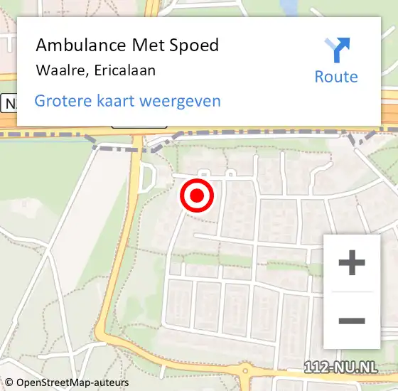 Locatie op kaart van de 112 melding: Ambulance Met Spoed Naar Waalre, Ericalaan op 23 augustus 2016 11:52
