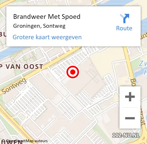Locatie op kaart van de 112 melding: Brandweer Met Spoed Naar Groningen, Sontweg op 23 augustus 2016 16:22