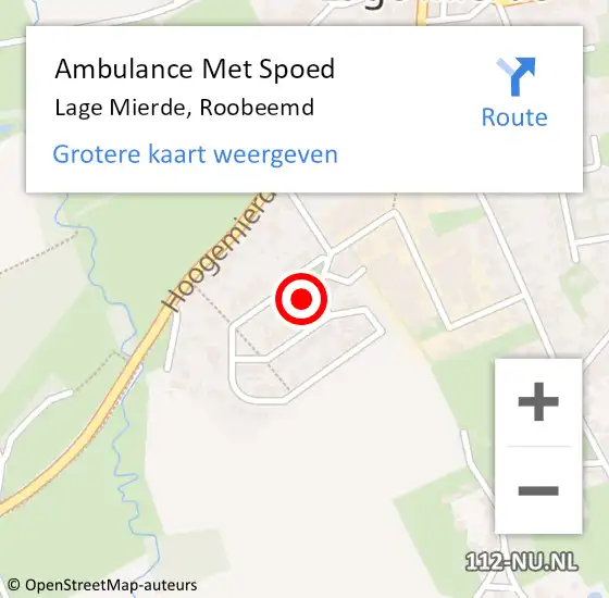 Locatie op kaart van de 112 melding: Ambulance Met Spoed Naar Lage Mierde, Roobeemd op 23 augustus 2016 18:36