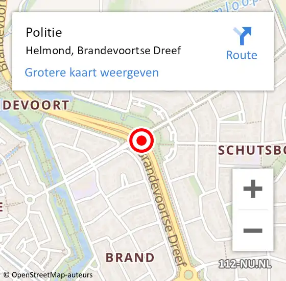Locatie op kaart van de 112 melding: Politie Helmond, Brandevoortse Dreef op 23 augustus 2016 19:51