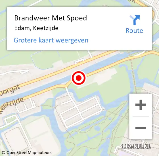 Locatie op kaart van de 112 melding: Brandweer Met Spoed Naar Edam, Keetzijde op 23 augustus 2016 22:16