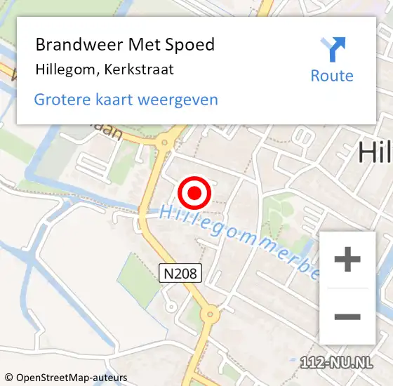 Locatie op kaart van de 112 melding: Brandweer Met Spoed Naar Hillegom, Kerkstraat op 23 augustus 2016 22:31