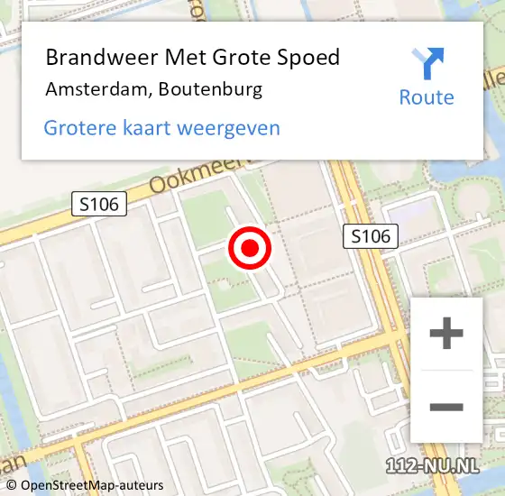 Locatie op kaart van de 112 melding: Brandweer Met Grote Spoed Naar Amsterdam, Boutenburg op 23 augustus 2016 22:33