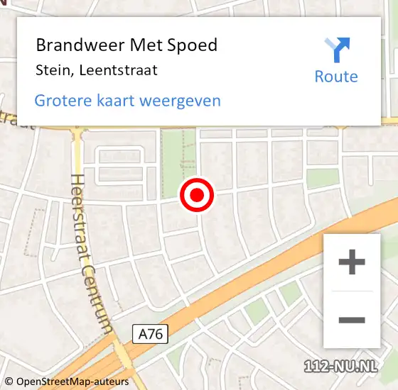Locatie op kaart van de 112 melding: Brandweer Met Spoed Naar Stein, Leentstraat op 23 augustus 2016 22:33