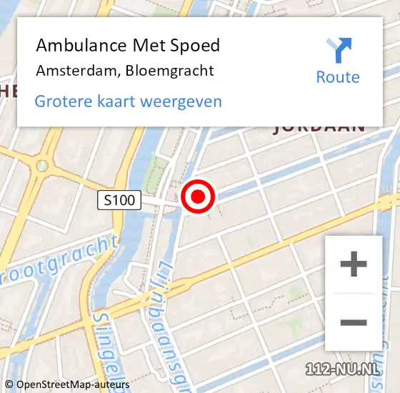 Locatie op kaart van de 112 melding: Ambulance Met Spoed Naar Amsterdam, Bloemgracht op 23 augustus 2016 22:47