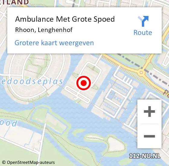 Locatie op kaart van de 112 melding: Ambulance Met Grote Spoed Naar Rhoon, Lenghenhof op 23 augustus 2016 22:49