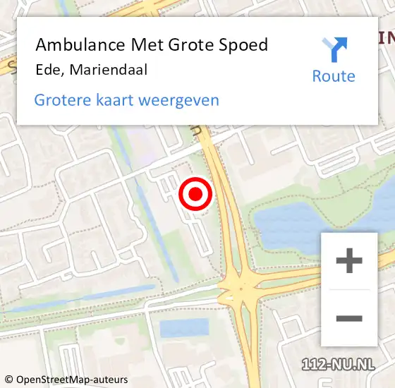 Locatie op kaart van de 112 melding: Ambulance Met Grote Spoed Naar Ede, Mariendaal op 23 augustus 2016 22:58