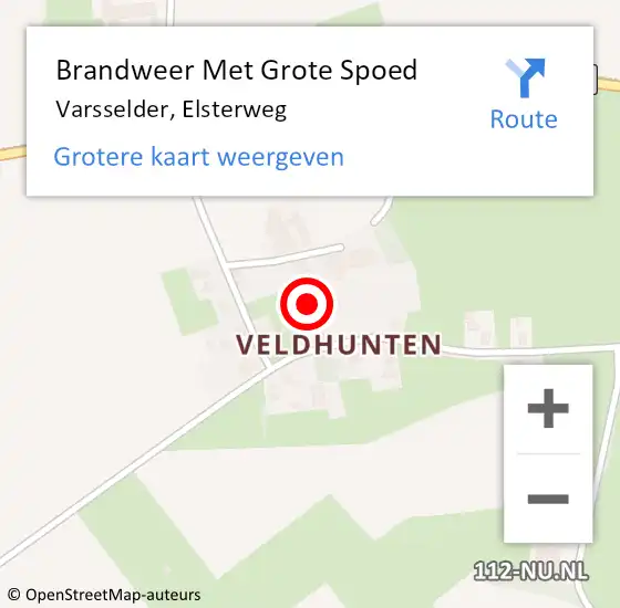 Locatie op kaart van de 112 melding: Brandweer Met Grote Spoed Naar Varsselder, Elsterweg op 24 augustus 2016 00:40