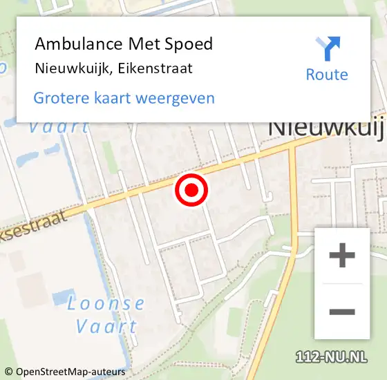 Locatie op kaart van de 112 melding: Ambulance Met Spoed Naar Nieuwkuijk, Eikenstraat op 24 augustus 2016 00:49