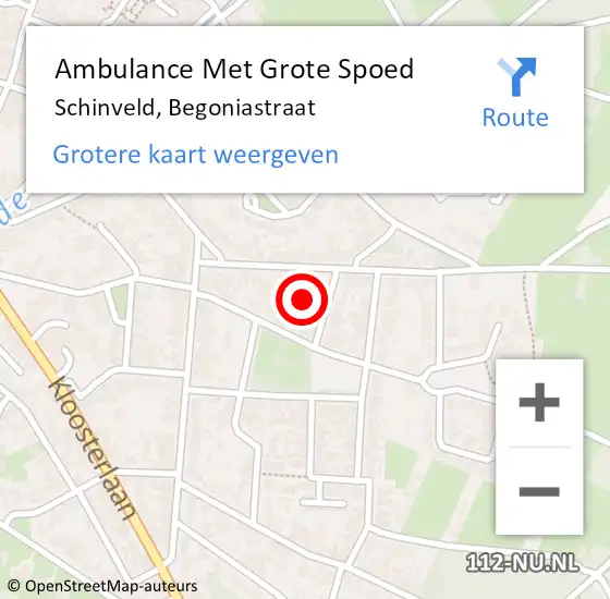 Locatie op kaart van de 112 melding: Ambulance Met Grote Spoed Naar Schinveld, Begoniastraat op 24 december 2013 18:51