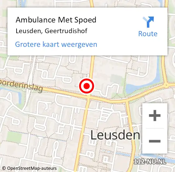 Locatie op kaart van de 112 melding: Ambulance Met Spoed Naar Leusden, Geertrudishof op 24 augustus 2016 15:59