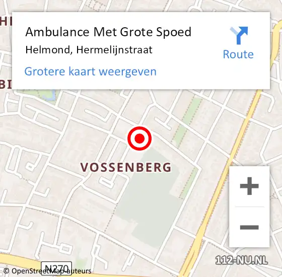 Locatie op kaart van de 112 melding: Ambulance Met Grote Spoed Naar Helmond, Hermelijnstraat op 24 augustus 2016 20:34