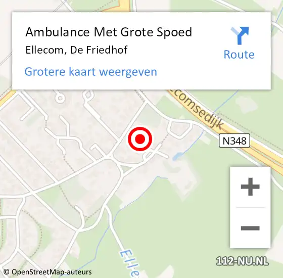 Locatie op kaart van de 112 melding: Ambulance Met Grote Spoed Naar Ellecom, De Friedhof op 24 augustus 2016 22:52