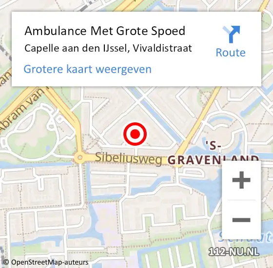 Locatie op kaart van de 112 melding: Ambulance Met Grote Spoed Naar Capelle aan den IJssel, Vivaldistraat op 25 augustus 2016 07:41